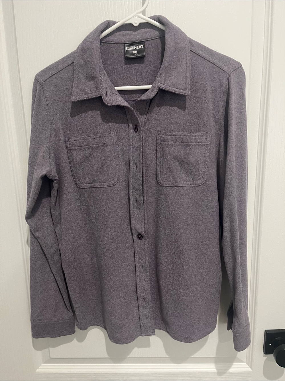 Heat 32 Women’s Button-Up Fleece Shirt Jacket in Lavender Grey